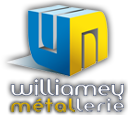 logo de la société Williamey métallerie avec le logo en forme de W bleu et M jaune